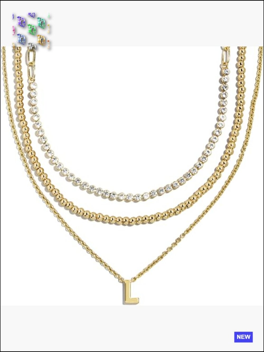 Initial Necklace Pendant Layered Gold-Plated Fashion Trendy Jewelry Chain